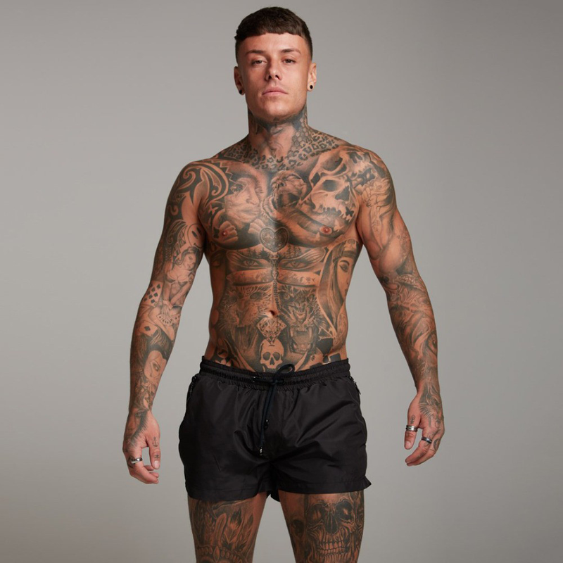 Schnelltrocknende Shorts für Herren – Strand- und Laufshorts für den Sommer, leicht und atmungsaktiv, mit Taschen (Schwarz/Blau, M-Large)_voghion.com