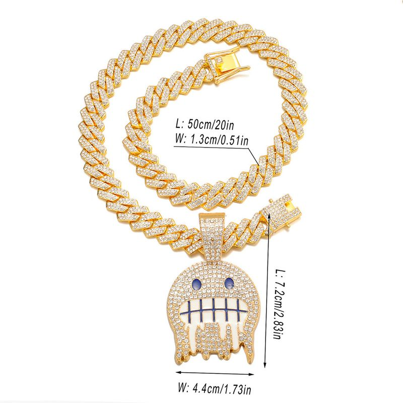 New product smiley full dia pendant creative trendsetter ice face alloy hip-hop necklace_voghion.com