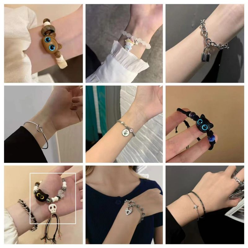 Bracelet double couche en acier titane unisexe style Harajuku coréen et japonais, style hip-hop, célébrités d'Internet_voghion.com