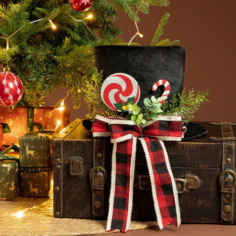 Black With Hat Bow Christmas Decoration Tree Top Star_voghion.com