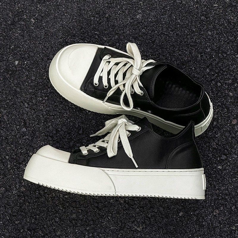 Chaussures Derby à semelle épaisse pour homme, nouvelle collection printemps-été 2025, en daim noir et blanc, pour le quotidien, décontractées, tendance et confortables_voghion.com