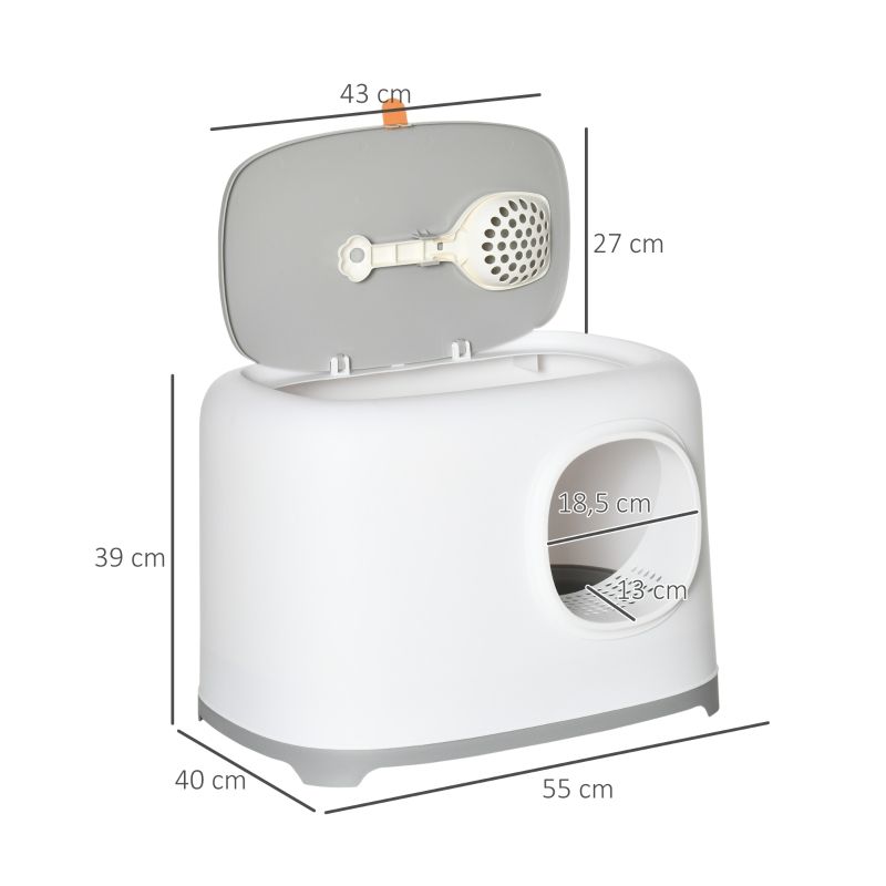 Katzenklo con deckel und Gitterboden XXL, Bis 5kg, 55x39cm, Weiß_voghion.com