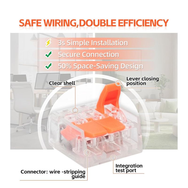 Kit di connettori per cavi a leva da 90 pezzi, connettori elettrici compatti trasparenti a innesto rapido per 2/3/5 conduttori per una facile installazione_voghion.com