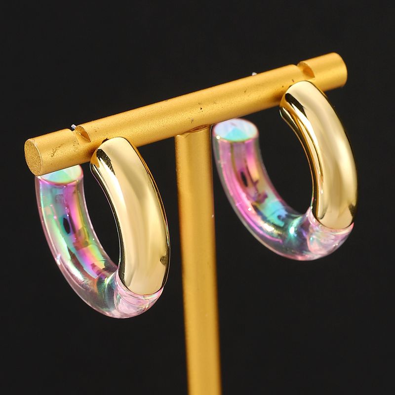Niche High Transparent Double Color Acrylic Earrings Gradient Color Double C- shaped Earrings Women's Environmental_voghion.com
