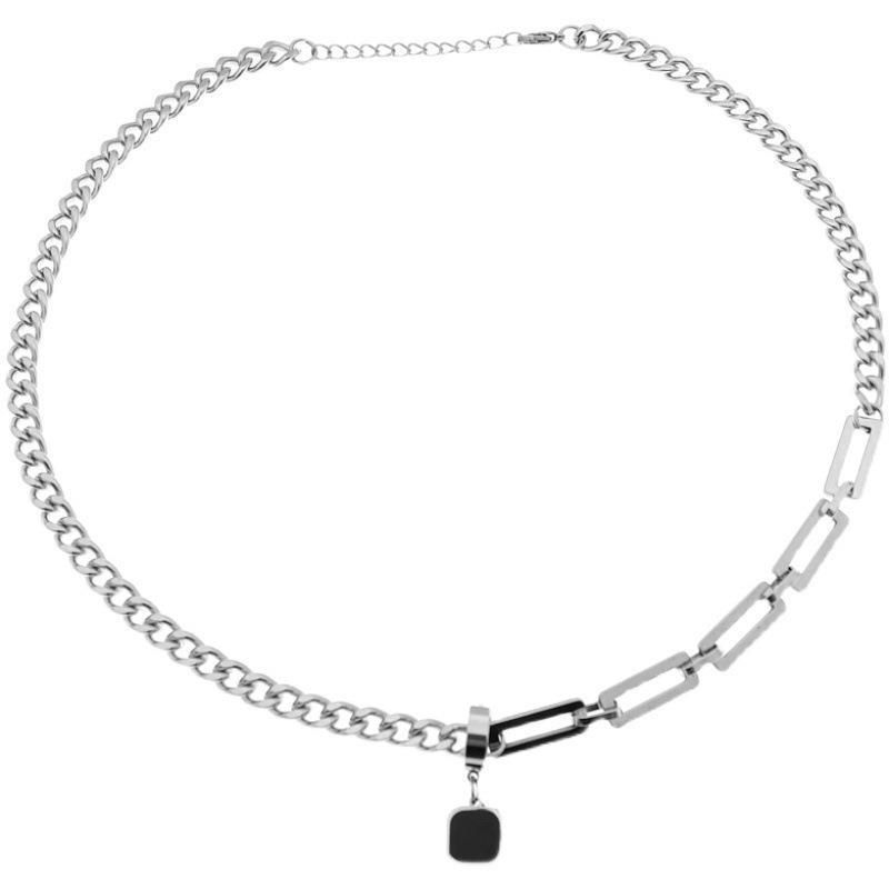 Collana alla moda di alta gamma in stile hip-hop, con catena spessa in acciaio al titanio, accessori per uomo e donna._voghion.com