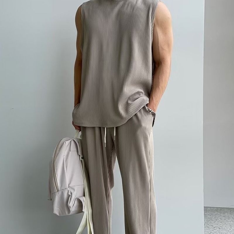 Canotta sportiva estiva senza maniche da uomo per uomo maturo, elastica, ad asciugatura rapida, ampia e traspirante, set da due pezzi_voghion.com