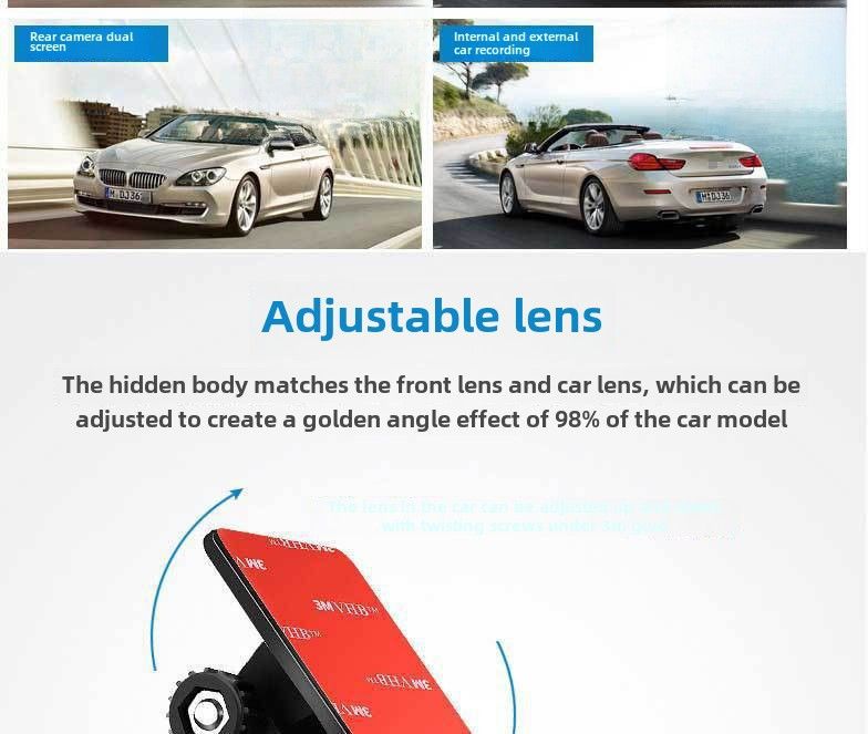Drei-Wege-Fahrtenrekorder mit drei Objektiven. Gleichzeitig nimmt das vorausfahrende Auto hochauflösende Weitwinkel-Rückfahrbilder mit Nachtsicht auf._voghion.com