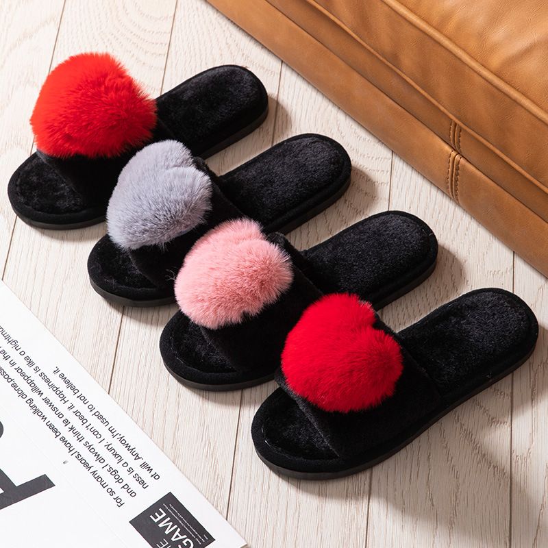 Pantofole in cotone aperte a forma di cuore, calde, autunnali e invernali, adatte a tutte le stagioni_voghion.com