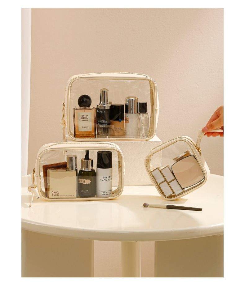 Borsa da toilette trasparente approvata dalla TSA, organizer per cosmetici in PVC trasparente, grande capacità e impermeabile, custodia per il trucco da viaggio portatile_voghion.com