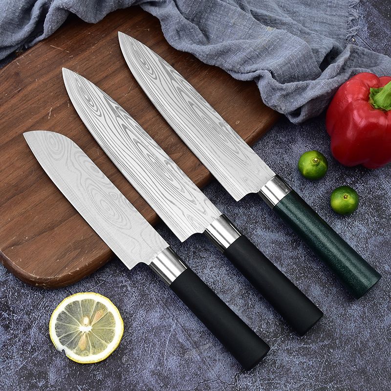 Damascus Laser Pattern Multi-purpose Household Stainless Steel Kitchen Chef Cooking Slicing Knife_voghion.com