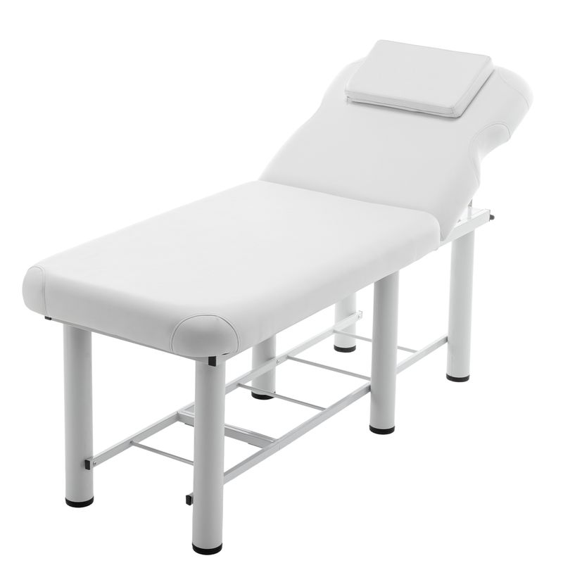 Professioanl Massage Table , Backrest Adjustable, Removable Headrest, Bottom Shelf Storage , Memory Foam Layer Salon Bed,White_voghion.com