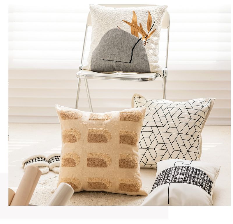 Housse de coussin de canapé crème, accessoire de décoration pour salon, style nordique moderne et simple, coussin de chevet, support de taille_voghion.com