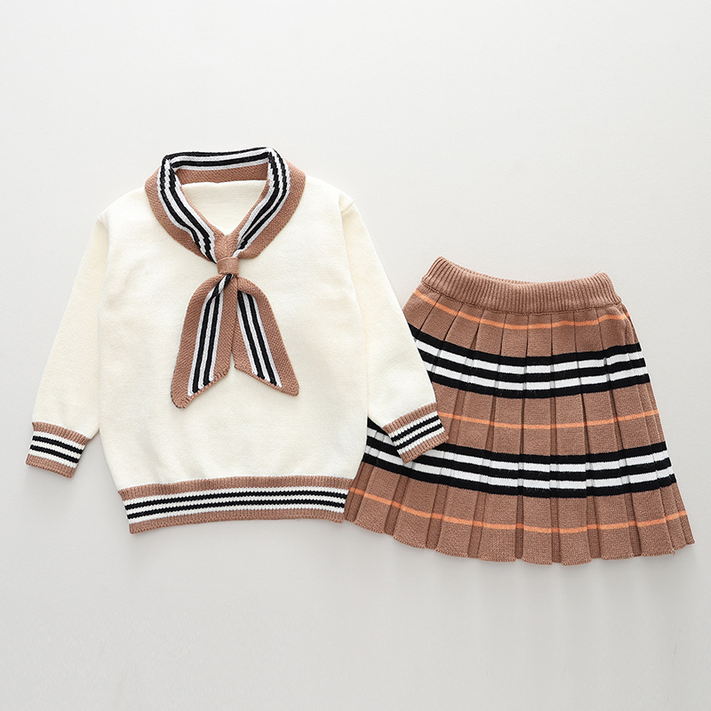 Mädchen-Pullover-Set, Mädchen-Schatz, Kinder-Preppy-Prinzessin-Frühlings-Zweiteiler-Set_voghion.com