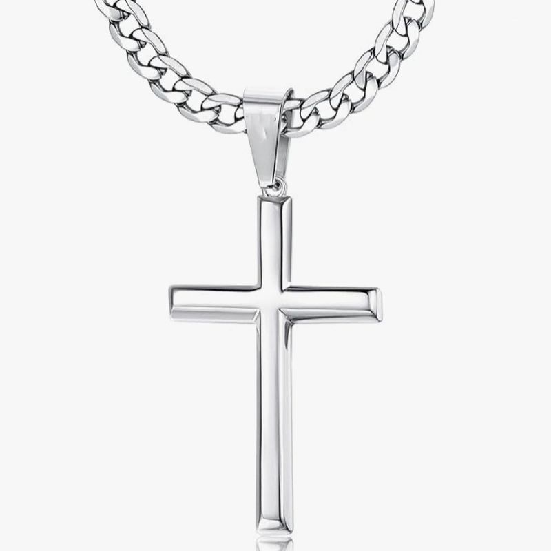 Nuova collana con ciondolo a croce in acciaio inossidabile Hip-Hop per uomo, semplice e classica, gioiello di personalità_voghion.com