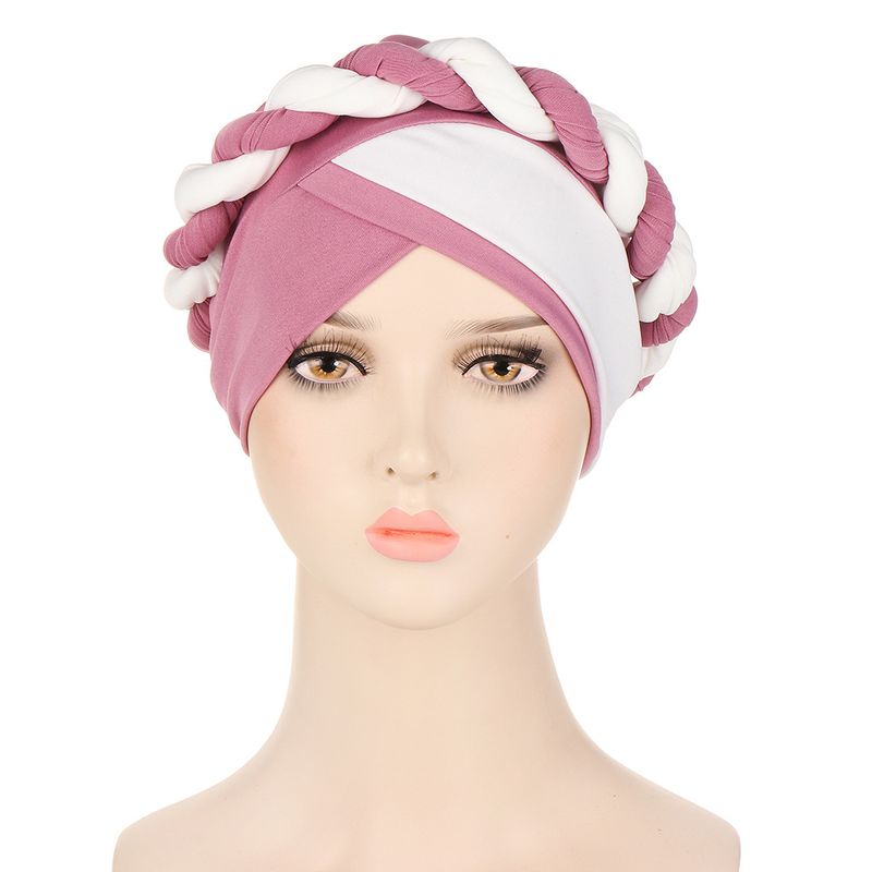 zweifarbige, einfach geflochtene Turban-Mütze aus Milchseide_voghion.com