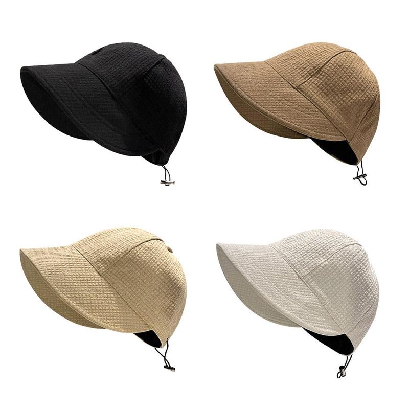 New Arrivals Foldable Wide Brim Women Adjustable Portable Outdoor Beach Bucket Hat Summer Sun Protection Visors Fisherman Cap Panama_voghion.com