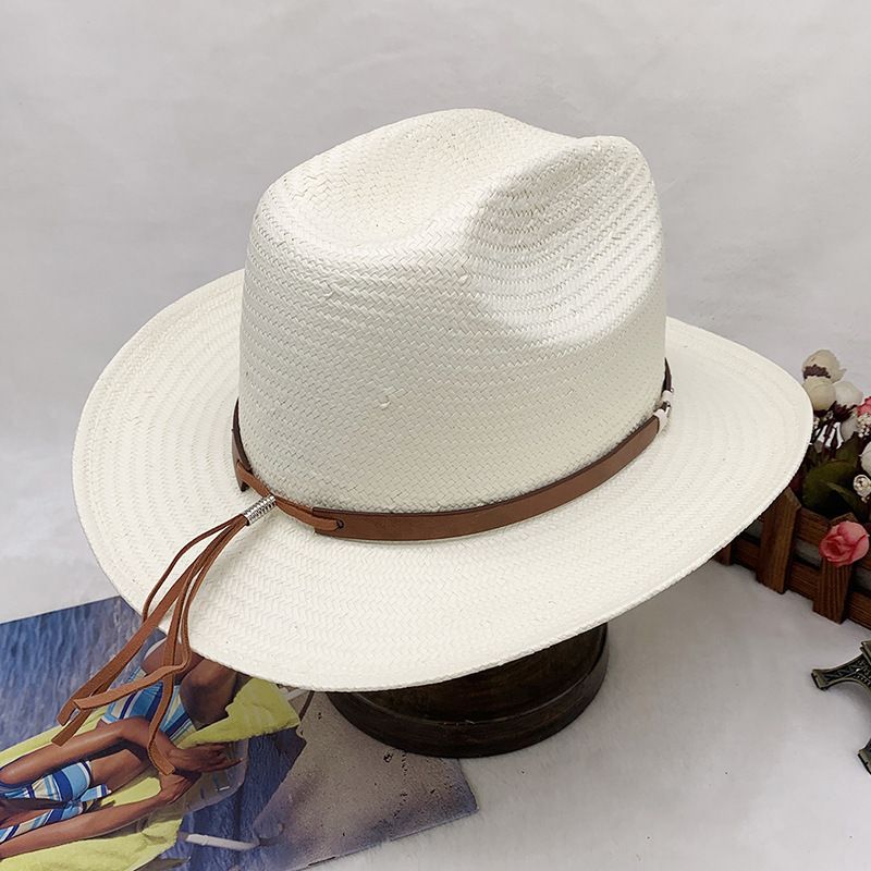 Sommerlicher Sonnenschutz, handgewebter französischer Panamahut, modischer klassischer Zylinder für Männer und Frauen_voghion.com