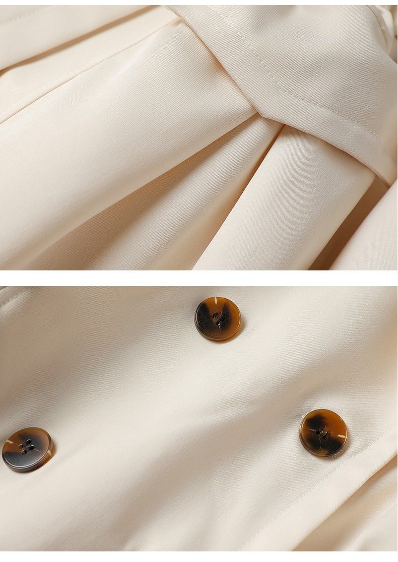 "Elegante trench con cintura in vita per donna - Giacca corta snellente con colletto polo e maniche a principessa, camicetta in poliestere leggero di colore puro"_voghion.com