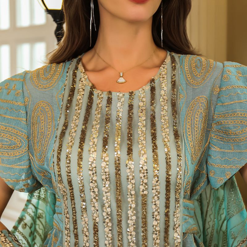 Muslim Abaya Dubai Türkiye naiste lühikese varrukaga kleit_voghion.com
