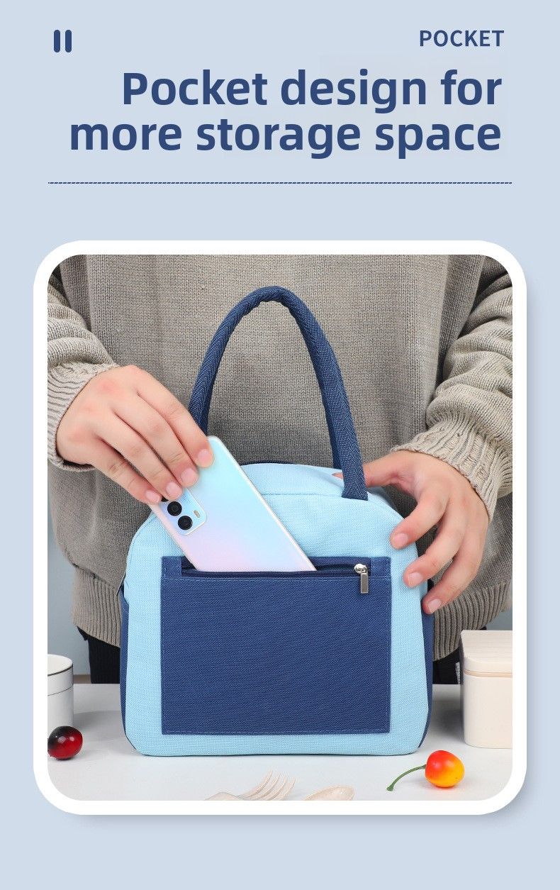 Color Matching Lunch Box Bag Portable Student Large-capacity Waterproof Thermal Insulation Bag Oxford Cloth Lunch Bag Bento Bag_voghion.com