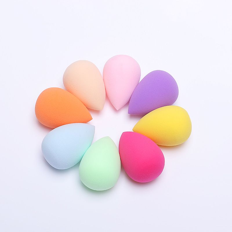 Spugna per il trucco in cotone, 4*6, a forma di goccia d'acqua, non in lattice, con taglio inclinato, per il lavaggio del viso, si espande quando è bagnata._voghion.com