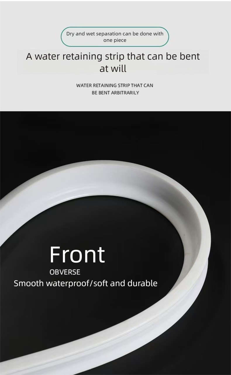 Self-Adhesive Silicone Threshold Seal, Waterproof Dry-Wet Separation Strip For Bathroom Floor & Shower Door_voghion.com
