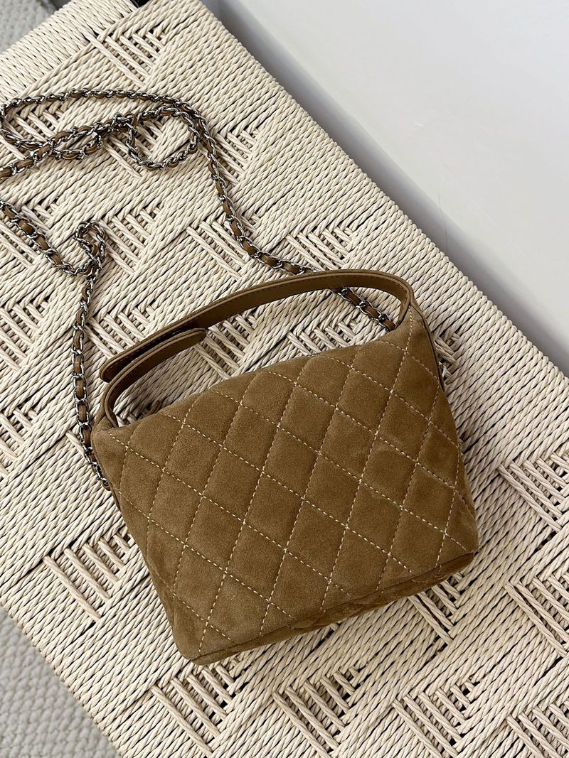 Borsa a mano Hobo con tracolla versatile in vera pelle, stile Frosted 25c, con tracolla a catena trapuntata, porta pranzo da donna_voghion.com
