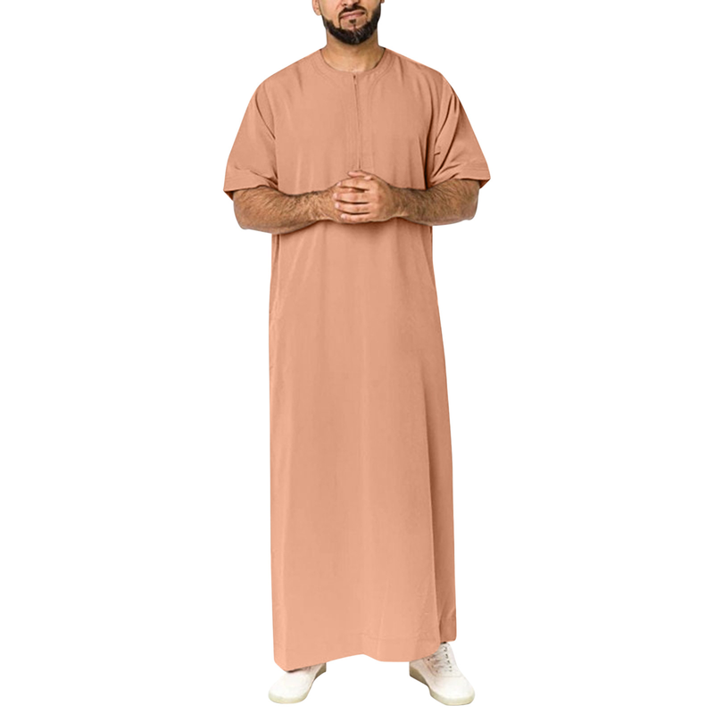 2025. Nova muslimanska duga prsluk muška košulja s patentnim zatvaračem, arapski kaftan iz Dubaija u Maleziji, savršen za bankete, ležerna zapadnjačka odjeća_voghion.com