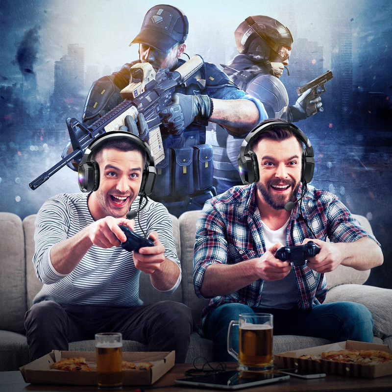 ONIKUMA K8 Gaming-koptelefoon met flexibele HD-microfoon, RGB-licht, surround-sound, over-ear-headset met kabel, gamer voor pc-gaming, Xbox_voghion.com