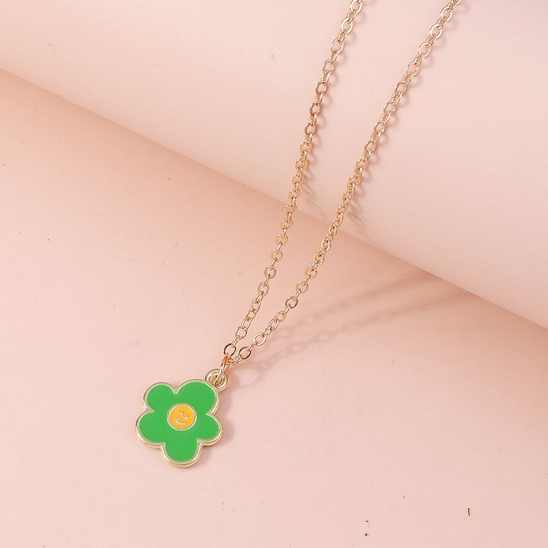 1 pz. Collana con sorriso smaltato adorabile per donne, collane con ciondolo a forma di fiore colorato, orecchini, ragazze, bambini, regali di compleanno_voghion.com