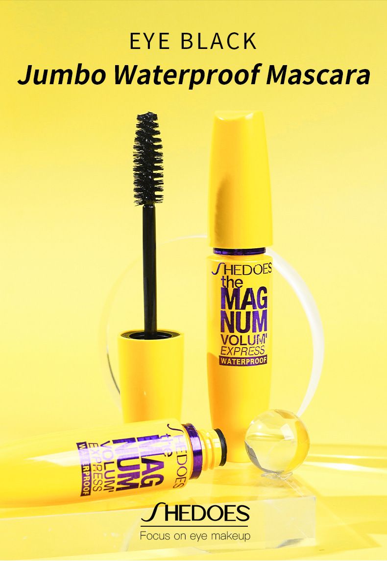 SHEDOES Populær Gul Fat Eye Sort Vandtæt Lang Krøllet Tyk Naturlig og Holdbar_voghion.com