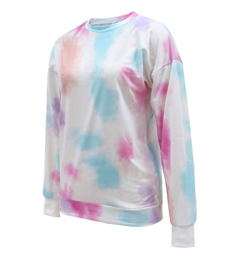 Nuova felpa lavorata a maglia, abito tie-dye a maniche lunghe, maglietta da donna, primavera e autunno_voghion.com