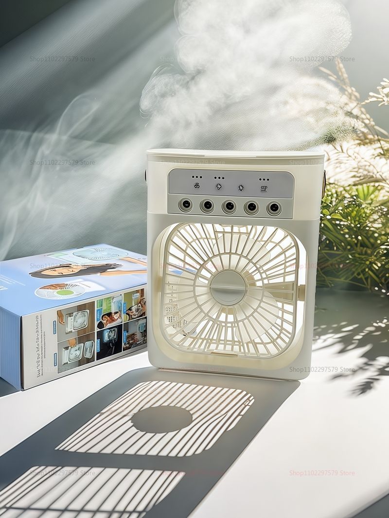 3 w 1 przenośny wentylator chłodzący z lampką nocną LED, nawilżacz powietrza, regulowana temperatura do domu, biura, osobistego, małego_voghion.com