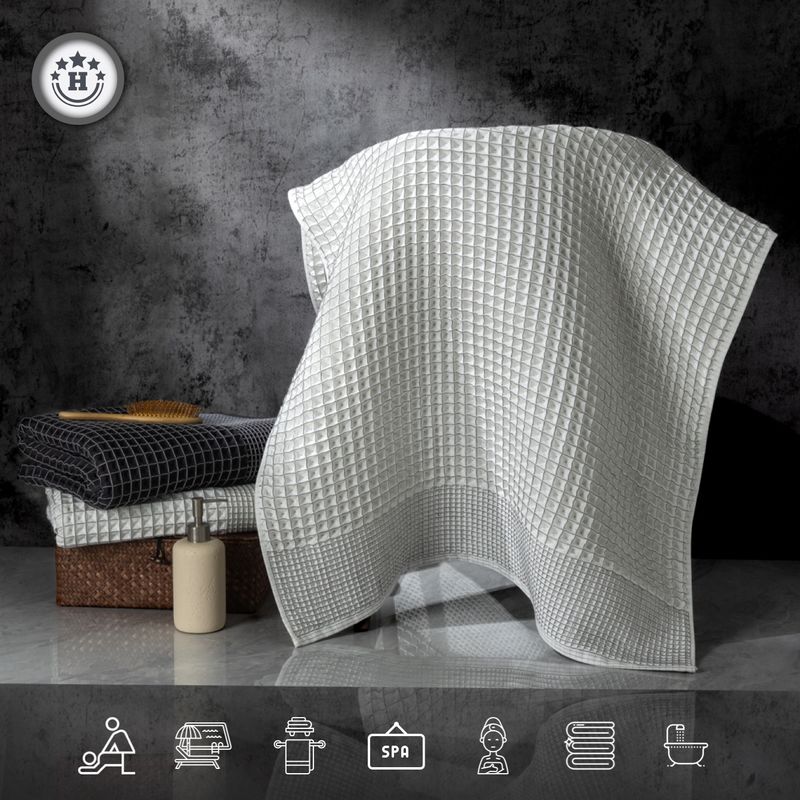 2 Piece Set Pure Cotton Waffle Large Bath Towel 80*152 Cm Large Adult Bath Towel_voghion.com