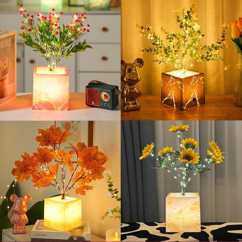 Neu LED Künstliche Form Blumentopf Dekorative Nachtlicht Atmosphäre Baum Lampe_voghion.com
