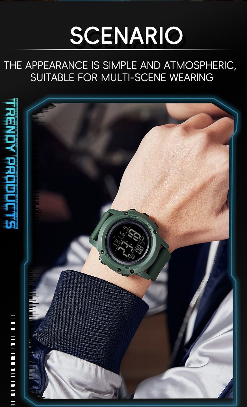 Orologio sportivo digitale con impermeabile fino a 50 m, sveglia multifunzione, cronometro, retroilluminazione a LED per uomini e donne, orologi elettronici per studenti multifunzione_voghion.com