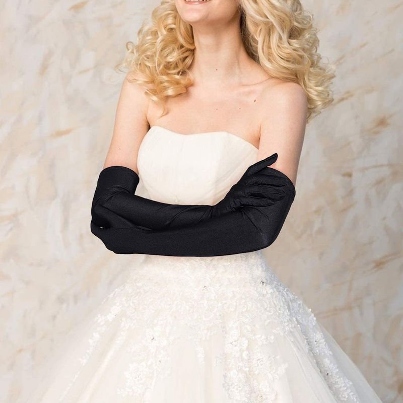 Unisex Satinhandschuesch, laang Satinhandschuesch fir Kleeder, Hochzäitsbalhandschuesch fir Kleeder, Danzhandschuesch_voghion.com