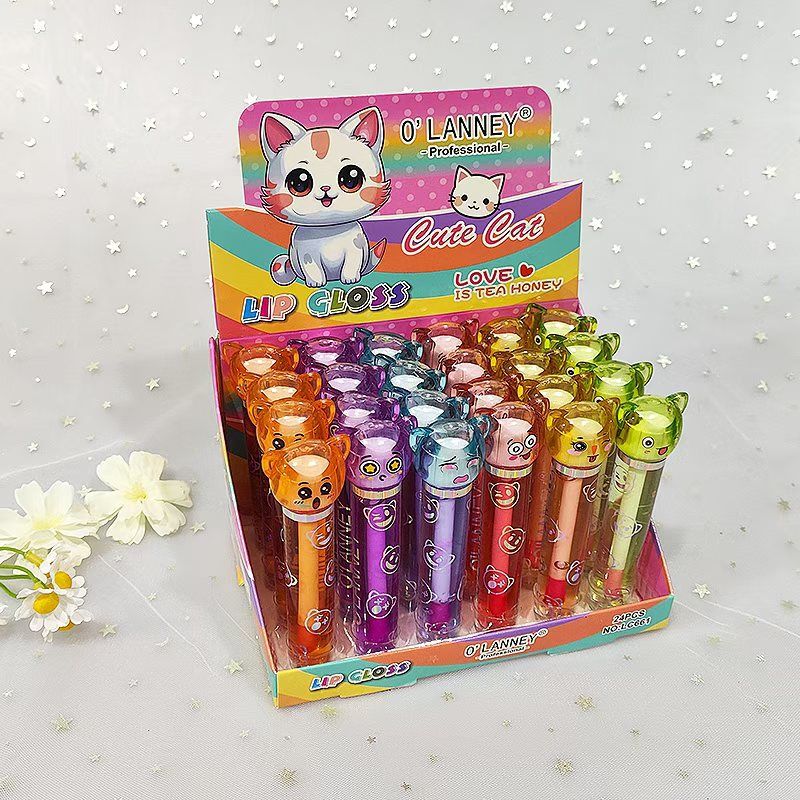 Nouvelle série de dessins animés Cat Kuromi Rouge à lèvres hydratant Eau Expression drôle Brillant à lèvres Rehausseur de couleur_voghion.com