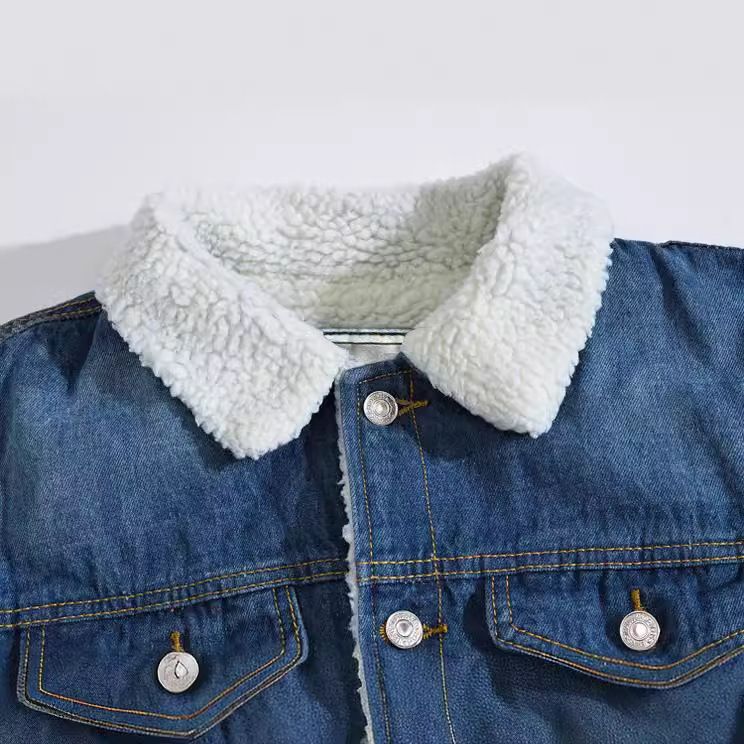 Herrenbekleidung Herren Winter Große Größe Lammwolle Jeansjacke Blau Schlank Langarmjacke Plus Samtoberteil_voghion.com