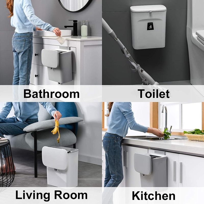 Poubelle suspendue à la porte de l'armoire de cuisine, conteneur à déchets, poubelles, supports suspendus pour cuisine et salle de bain, outils de nettoyage pour poubelles_voghion.com