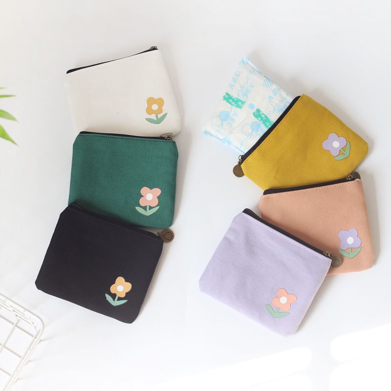 Korean Style Simple Purse Coin For Women Students Canvas Cute Key Bag Mini Clutch Small Wallet_voghion.com