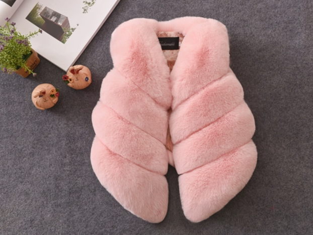 Kinderkleidung Kinder-Patchwork-Pelzweste für Jungen und Mädchen, extra dicke Pelzweste, Baby-Pelzimitatmantel_voghion.com