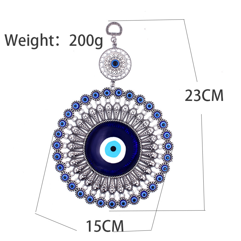 Kreatives Wohnzimmer im europäischen Stil, silbernes Metall, Retro-blaues Türkiye-Augen-Dekoration, Wandanhänger_voghion.com