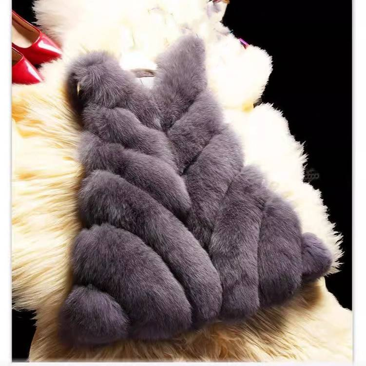 Damenbekleidung neue Pelzweste Damen A-Linie lässig warme Fuchspelz Patchworkjacke_voghion.com