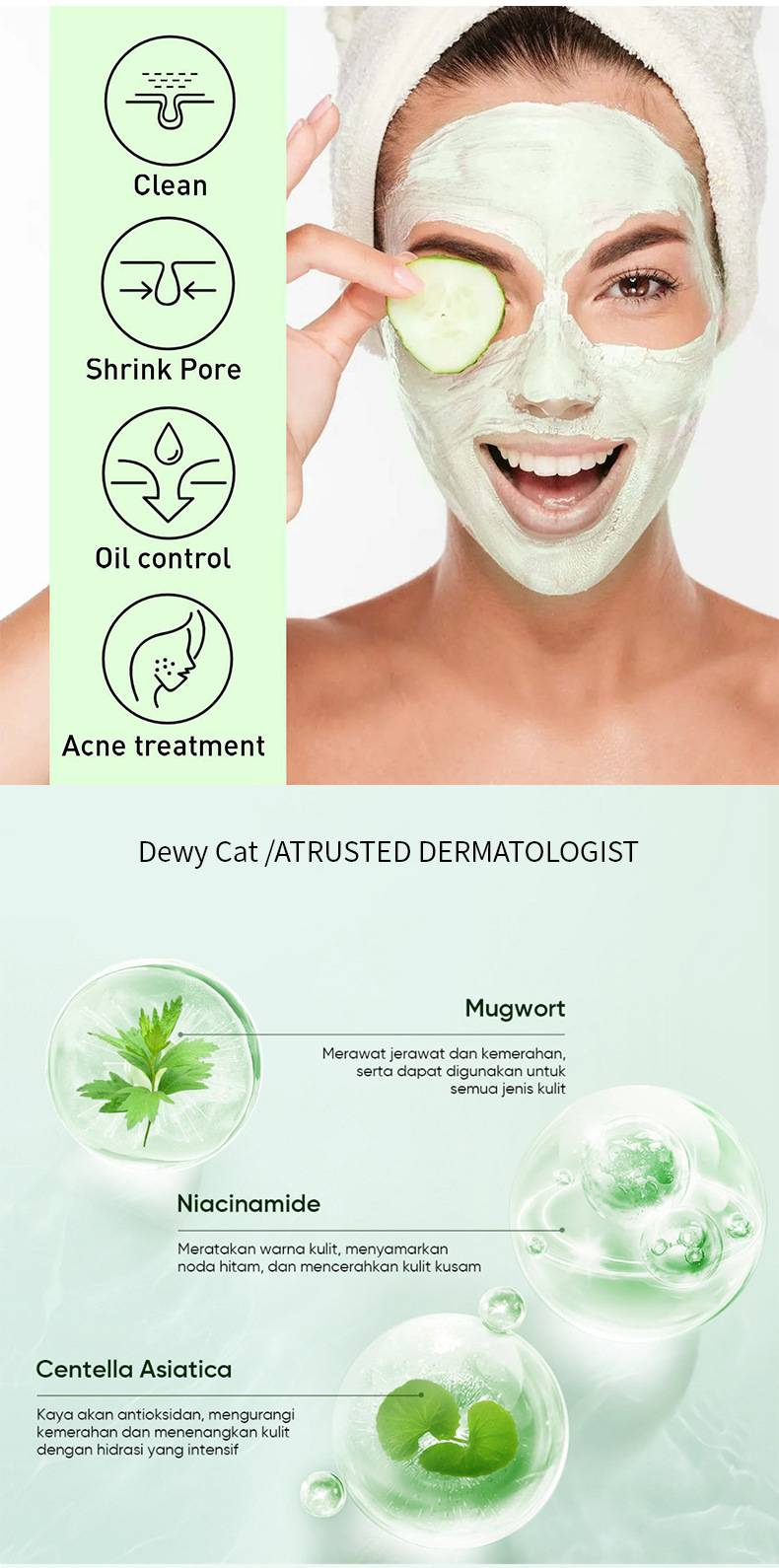 Dewy Cat Mugwort Clay Mask Stick - Deep Cleansing, Blackhead & Comedo Removal, Pore - Purifying Apply - On Mask_voghion.com