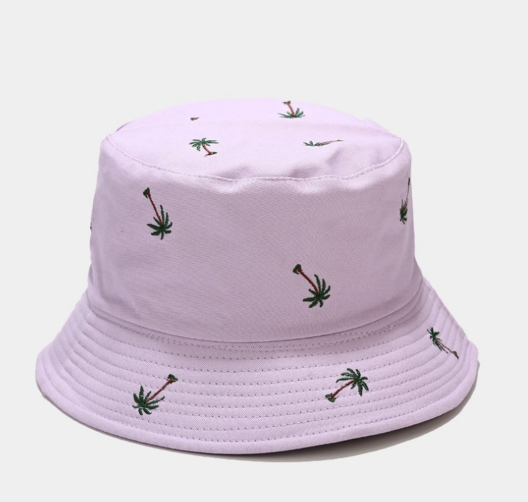 Cappello da pescatore alla moda con ricamo a forma di albero di cocco per uomo e donna, cappello casual con protezione solare per esterni_voghion.com