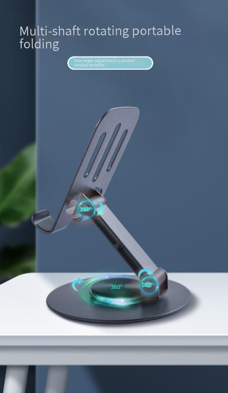 360° Rotating Alloy Phone Stand, Foldable Desktop Holder For Phone/Tablet, Adjustable Lazy Bracket For Watching Videos, Live Streaming, Office_voghion.com