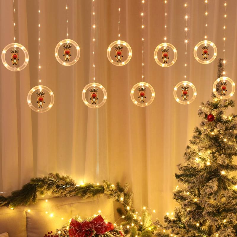 Guirnalda de luces navideñas USB con adornos colgantes: 10 ganchos, luces LED festivas para decoración navideña_voghion.com