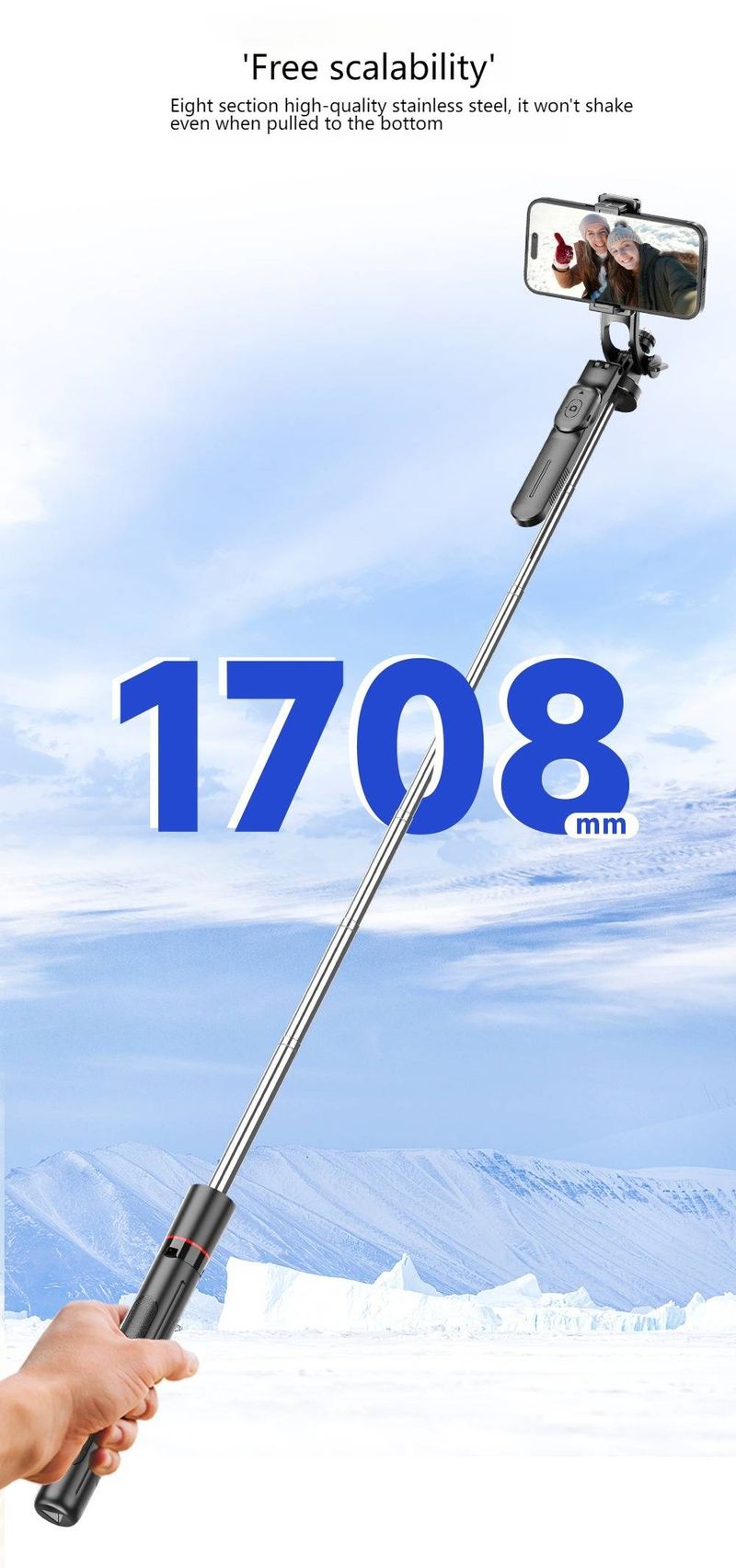Trípode profesional antivibración para selfies con control remoto Bluetooth, luces de relleno duales y cabezal giratorio de 360°, soporte portátil para teléfono de viaje para vlogs._voghion.com