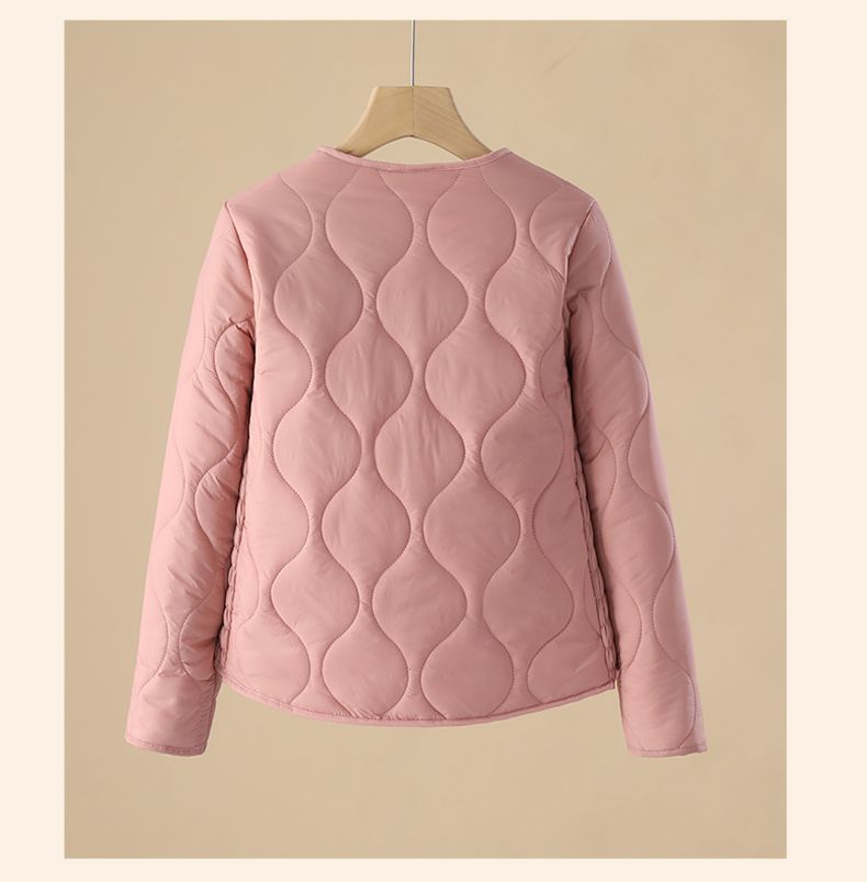 Women's Fleece-Lined Thermal Jacket, Slim Fit Lightweight Winter Coat With V-Neck, Long Sleeve Quilted Inner Wear, Soft Polyester Puffer Vest_voghion.com